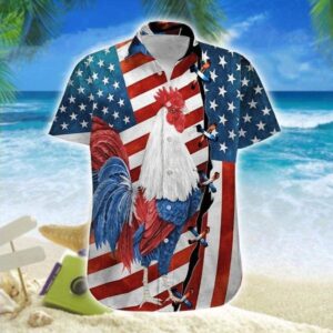 Hawaiian Aloha Shirts Rooster America 4Th Of…