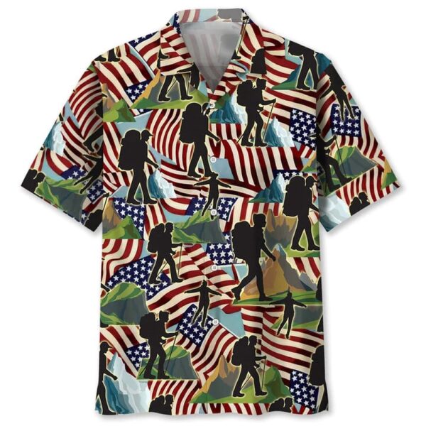 Hiking Usa Hawaiian Shirt, 4th Of July Hawaiian Shirt, 4th Of July Shirt