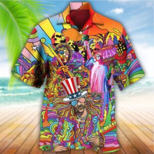 Hippie Independence Day America Cool Hawaiian Shirt,…