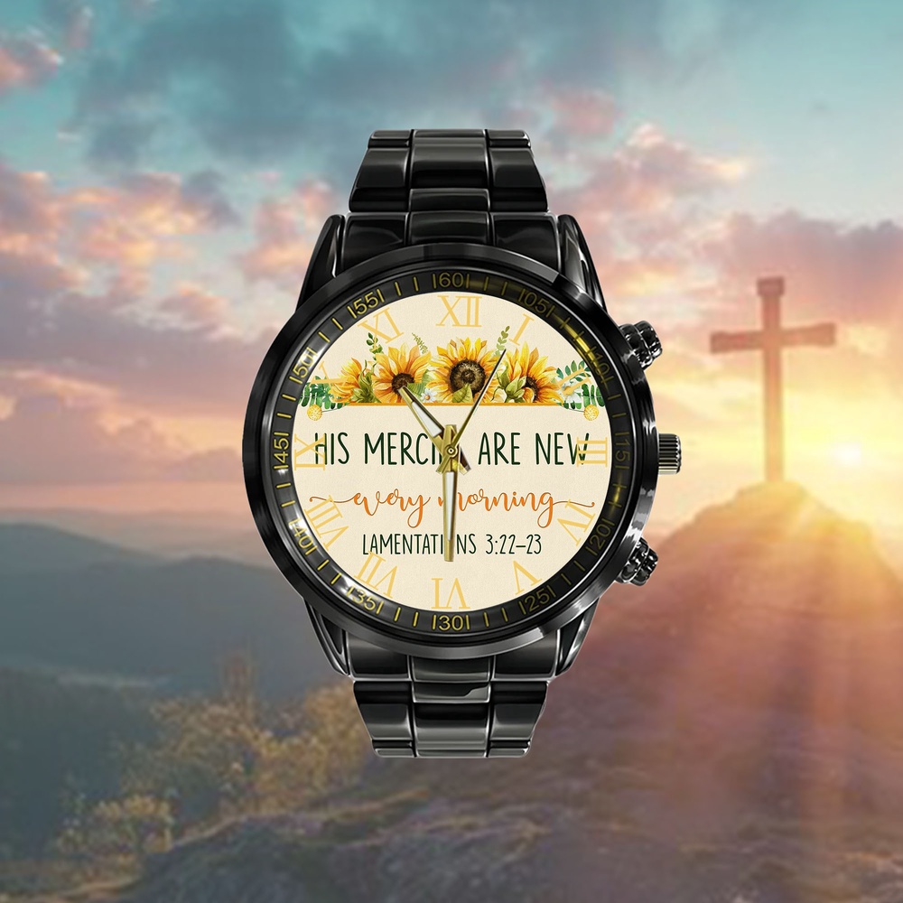 His Mercies Are New Every Morning Lam 322-23 Watch, Christian Watch, Religious Watches, Jesus Watch