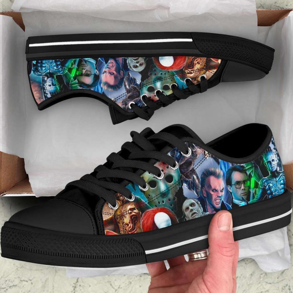 Horror Characters Low Top Shoes Custom Horror Movies Sneakers, Low Top Designer Shoes, Low Top Sneakers