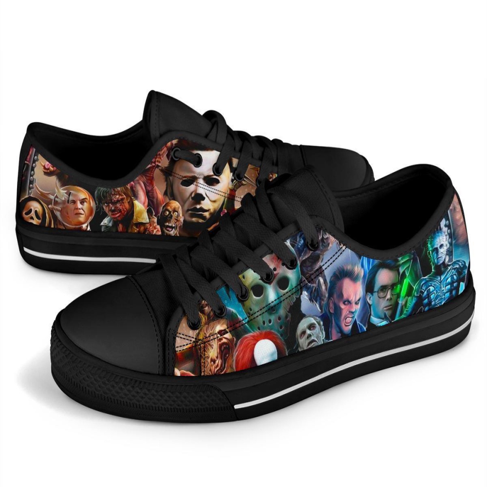 Horror Characters Low Top Shoes Custom Horror Movies Sneakers, Low Top Designer Shoes, Low Top Sneakers