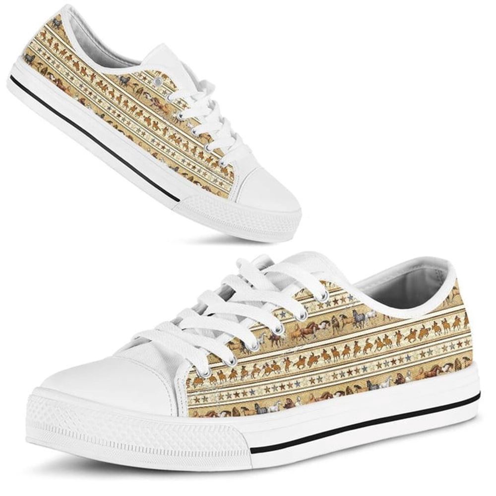 Horse Beautiful Pattern Watercolor Low Top Shoes, Low Tops, Low Top Sneakers