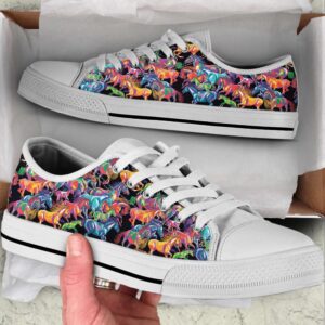Horse Colorful Fabrics Low Top Shoes Canvas…