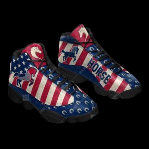 Horse USA Flag Classic Pattern Shoes Sport…