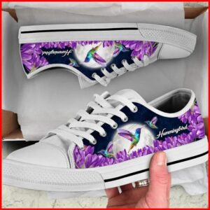 Hummingbird Purple Flower Canvas Low Top Shoes Low Top Designer Shoes Low Top Sneakers 2 oqnlvs.jpg