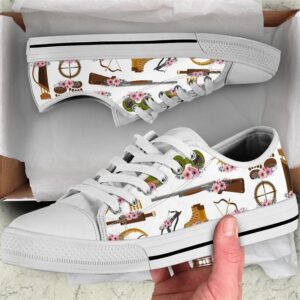Hunting Tool Flower Watercolor Low Top Shoes,…