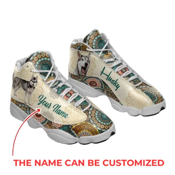 Husky Dog Lover Vintage Mandala Shoes Personalized Custom Basketball Shoes, Basketball Shoes