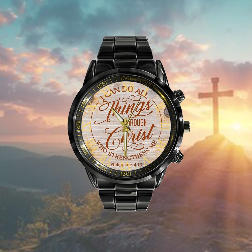 I Can Do All Things Through Christ Philippians 413 Watch Stainless Steel, Christian Watch, Religious Watches, Jesus Watch