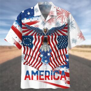 Independence Day 3D Hawaiian Shirt Flying Eagle…