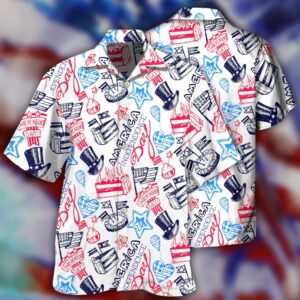 Independence Day Unique Artistic Symbols Hawaiian Shirt,…