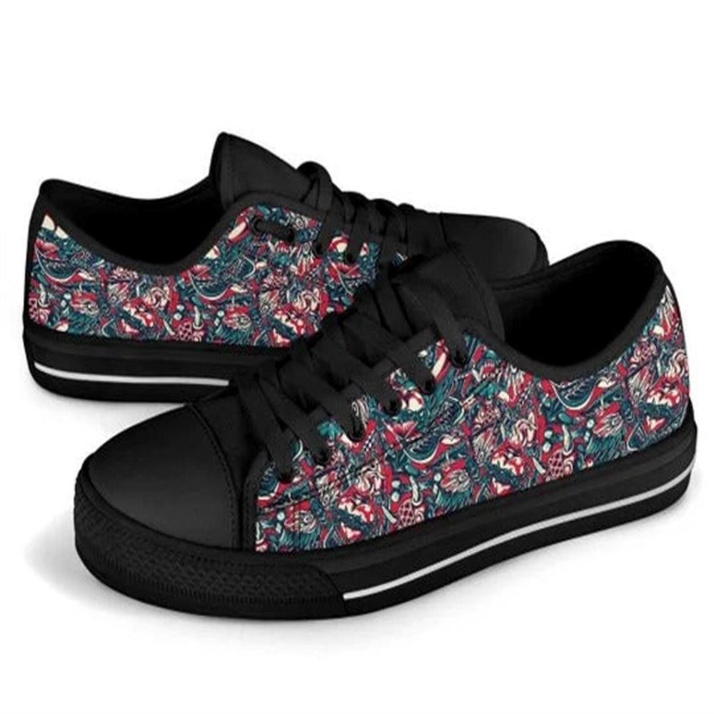 Japanese Warrior Red Canvas Low Top Shoes, Low Top Designer Shoes, Low Top Sneakers