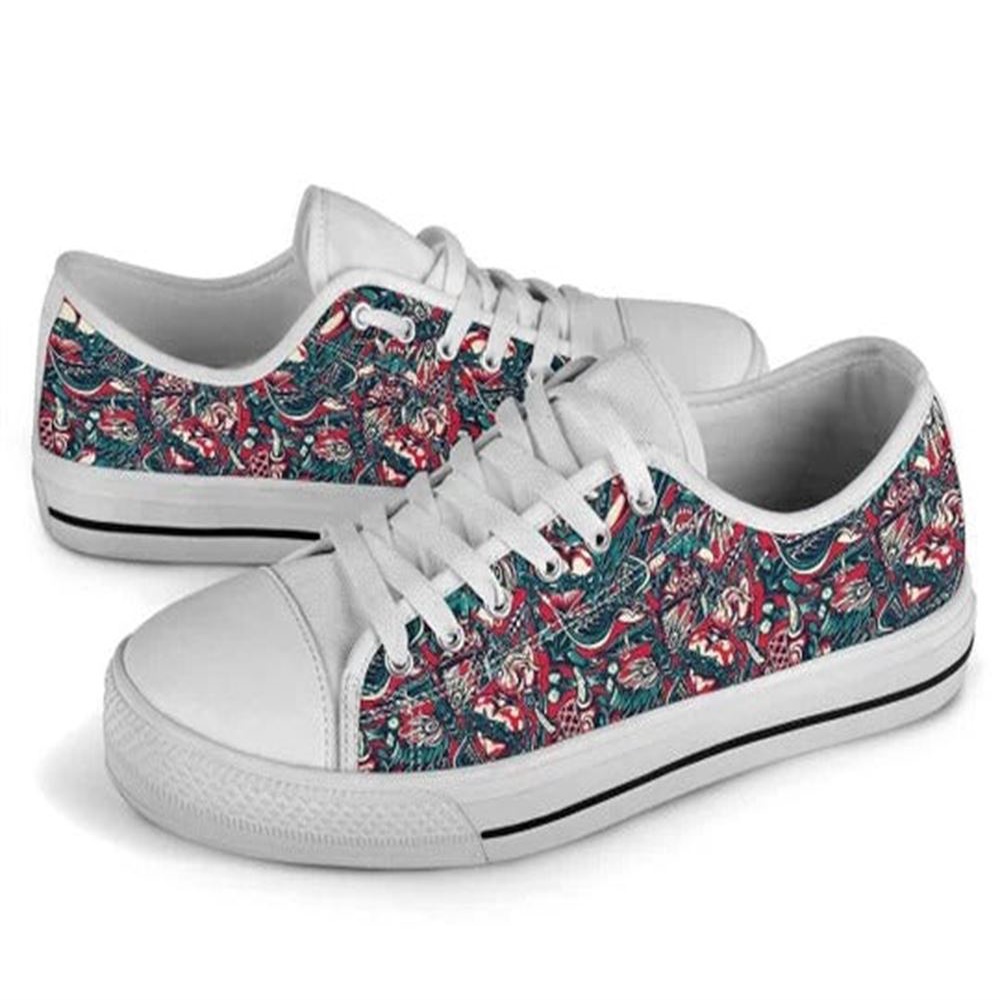 Japanese Warrior Red Canvas Low Top Shoes, Low Top Designer Shoes, Low Top Sneakers