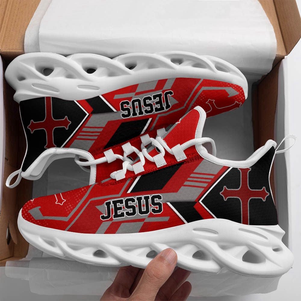 Jesus Black Red Running Sneakers Max Soul Shoes, Max Soul Sneakers, Max Soul Shoes