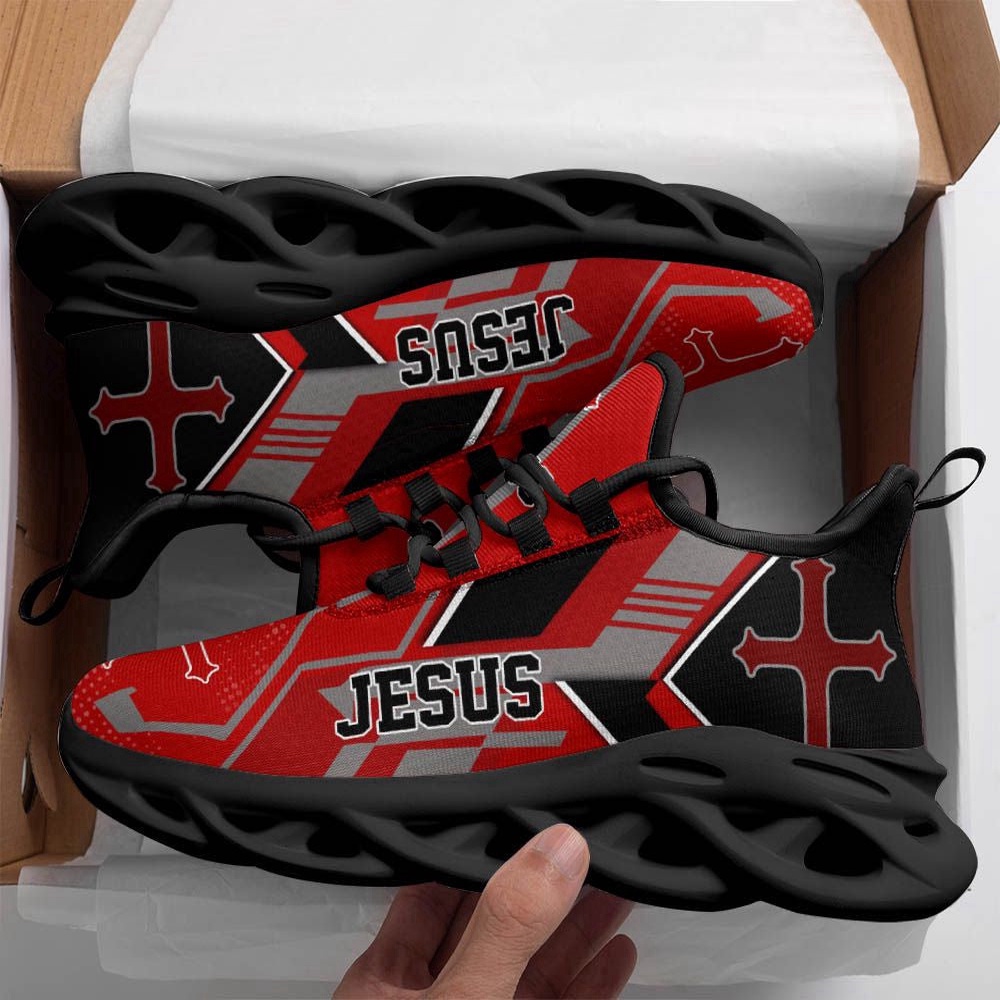 Jesus Black Red Running Sneakers Max Soul Shoes, Max Soul Sneakers, Max Soul Shoes