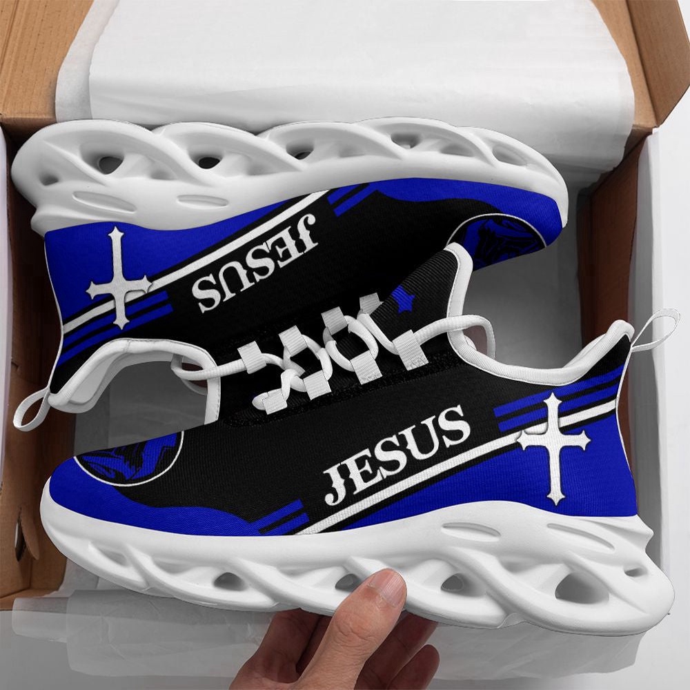 Jesus Blue Running Sneakers Max Soul Shoes, Max Soul Sneakers, Max Soul Shoes