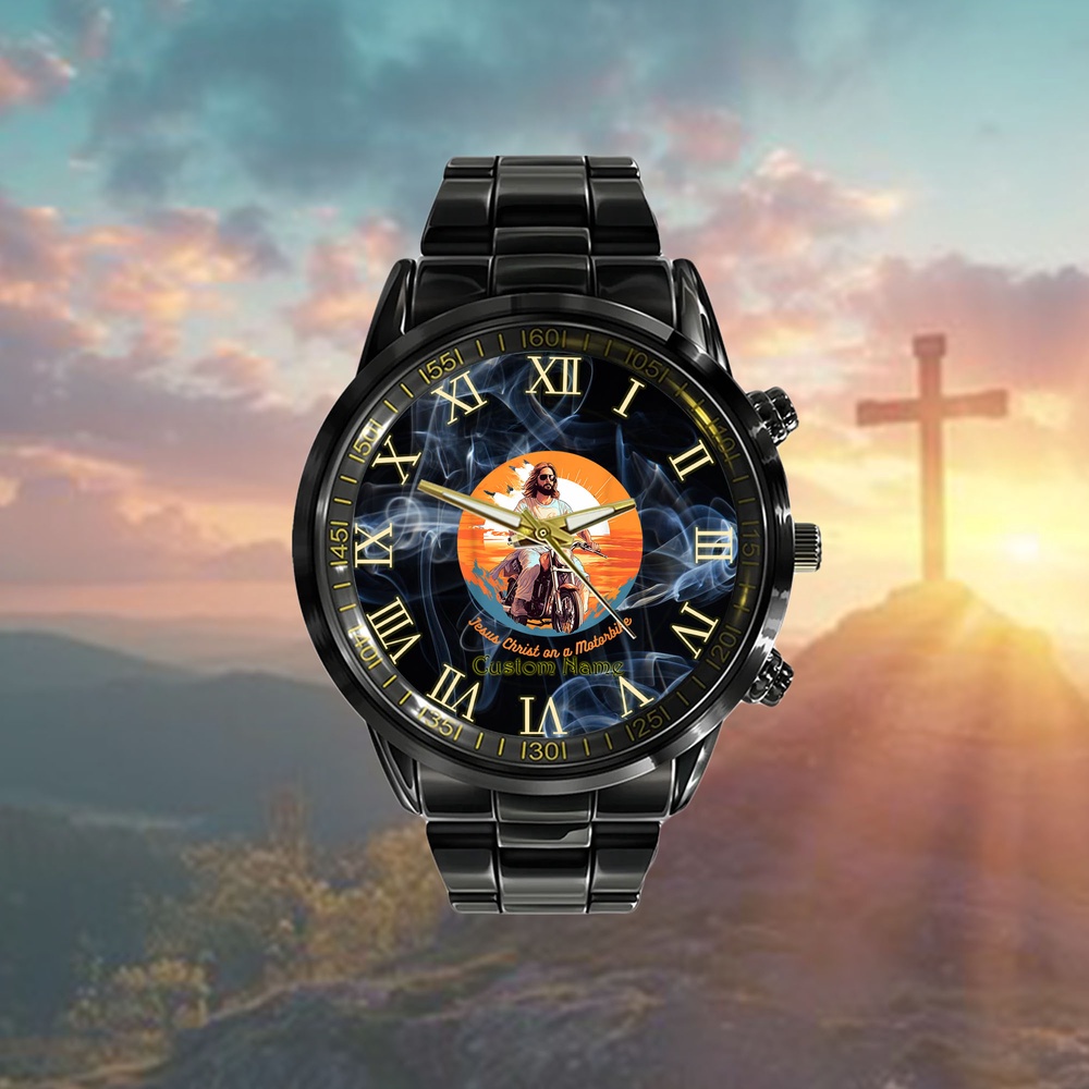 Jesus Christ on a Motorbike Watch, Christian Watch, Religious Watches, Jesus Watch