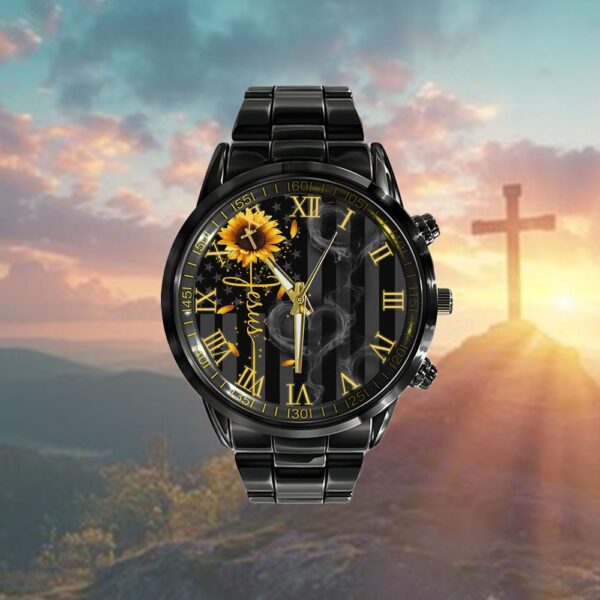 Jesus Cross Sunflower Watch, Christian Watch, Religious Watches, Jesus Watch