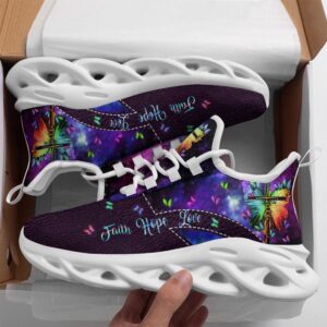Jesus Faith Hope Love Running Sneakers Purple…
