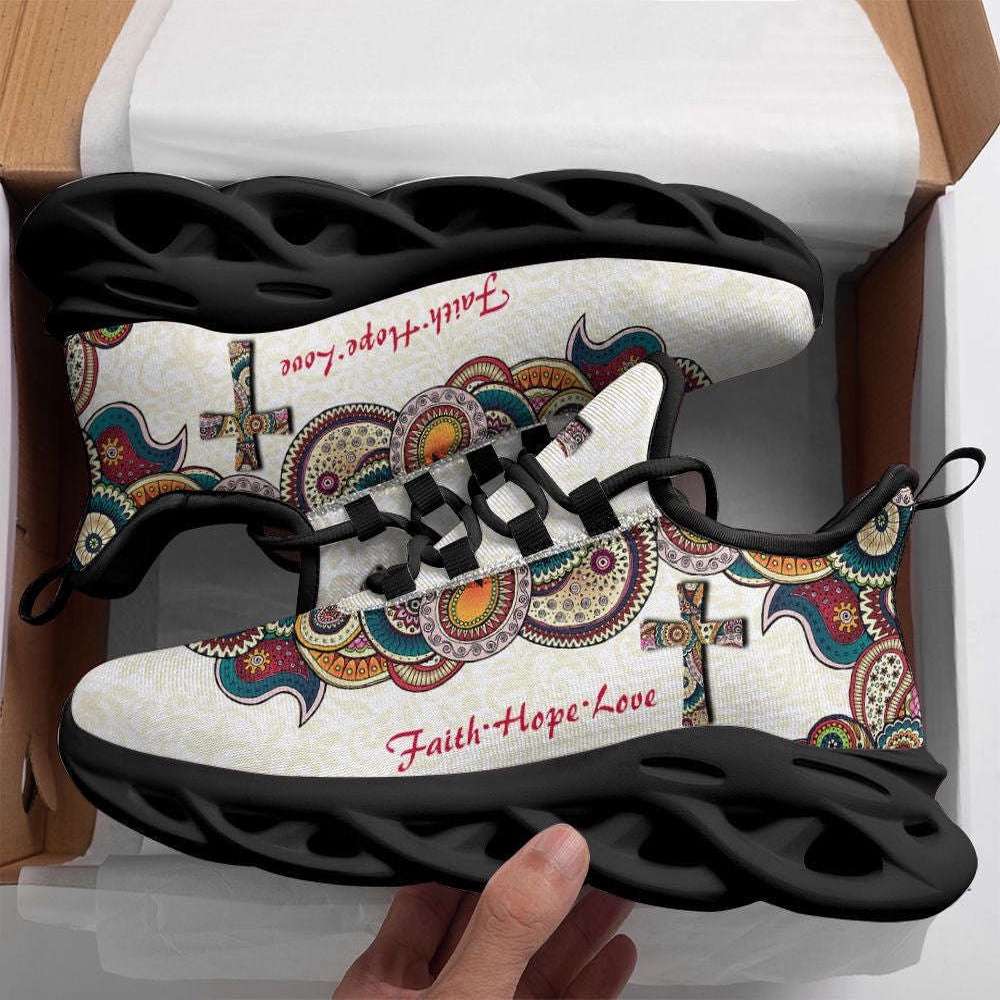 Jesus Faith Hope Love Running Sneakers White Max Soul Shoes, Max Soul Sneakers, Max Soul Shoes