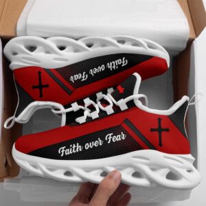 Jesus Faith Over Fear Red Running Sneakers…
