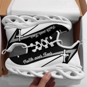 Jesus Faith Over Fear Running Sneakers Black…