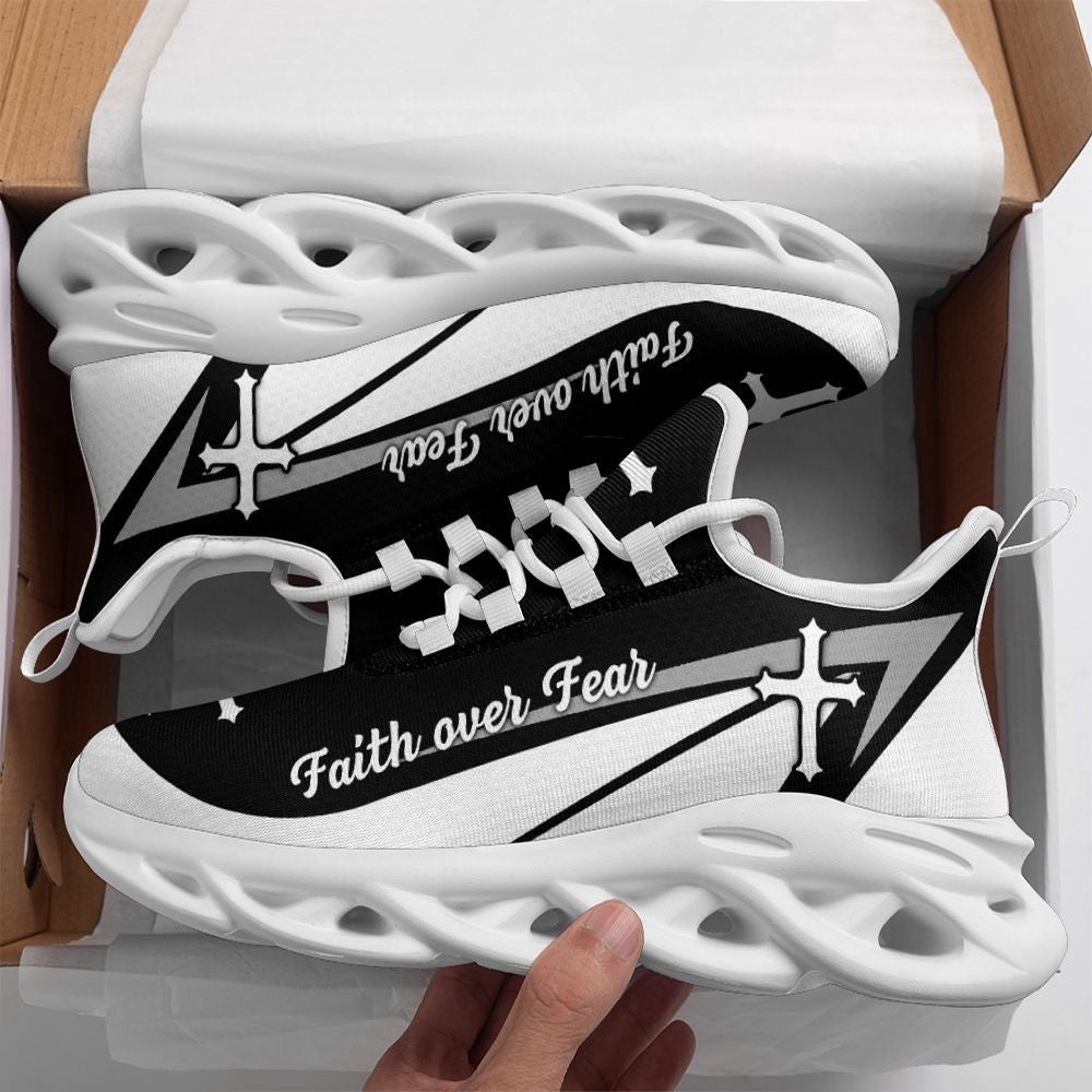 Jesus Faith Over Fear Running Sneakers Black And White Max Soul Shoes, Max Soul Sneakers, Max Soul Shoes Jesus Faith Over Fear Running Sneakers Black And White Max Soul Shoes, Max Soul Sneakers, Max Soul Shoes