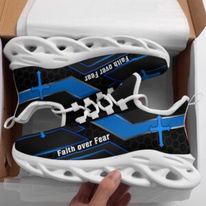 Jesus Faith Over Fear Running Sneakers Black…