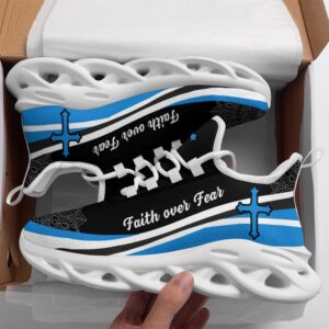 Jesus Faith Over Fear Running Sneakers Blue…