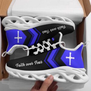 Jesus Faith Over Fear Running Sneakers Blue…
