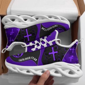 Jesus Faith Over Fear Running Sneakers Purple…