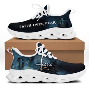 Jesus Faith Over Fear Running Sneakers White…