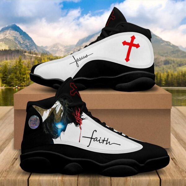 Jesus Faith Portrait Art Basketball Shoes For Men Women, Christian Basketball Shoes, Basketball Shoes 2024