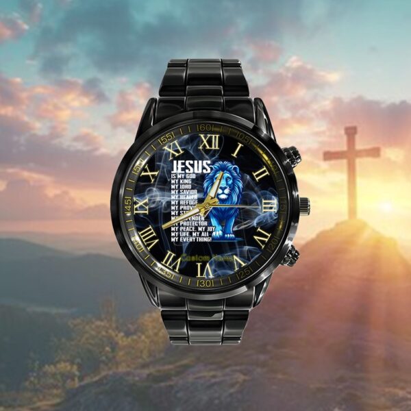 Jesus Is My God King, Lord, and Savior, Lion Christian Watch, Christian Watch, Religious Watches, Jesus Watch