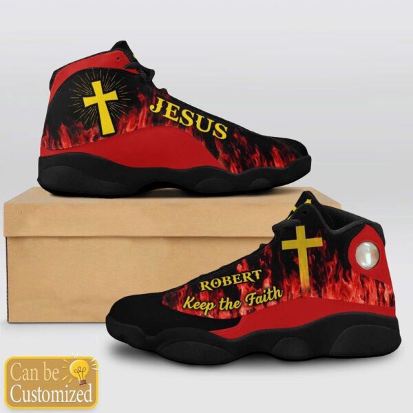 Jesus Keep The Faith Fire Custom Name Basketball Shoes, Christian Basketball Shoes, Basketball Shoes 2024