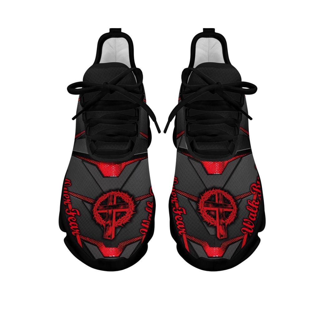 Jesus Red And Black Faith Over Fear Running Sneakers Max Soul Shoes, Max Soul Sneakers, Max Soul Shoes