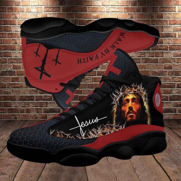 Jesus Walk By Faith, Jesus Drawing Art Basketball Shoes For Men Women, Christian Basketball Shoes, Basketball Shoes 2024