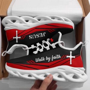 Jesus Walk By Faith Red Running Sneakers…
