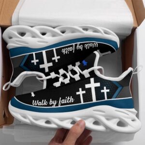 Jesus Walk By Faith Running Sneakers Blue…