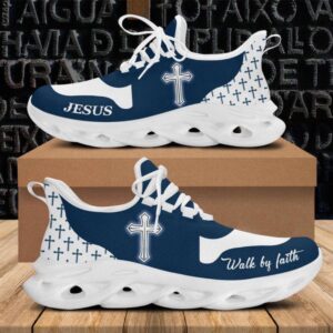 Jesus Walk By Faith Running Sneakers Blue…