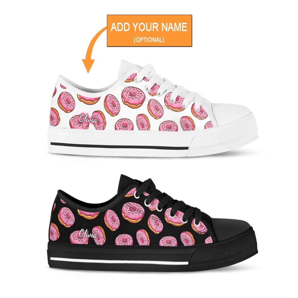 Kawaii Donuts Shoes, Donut Sneakers, Low Top Shoes For Donut Lover Gifts, Low Top Designer Shoes, Low Top Sneakers