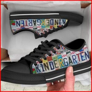 Kindergarten License Plates Canvas Low Top Shoes,…