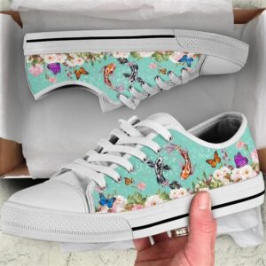 Koi Fish Butterfly Flower Watercolor Low Top…