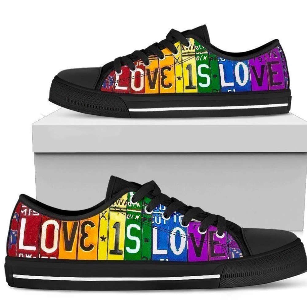 LGBT Pride Women Sneakers Love Is Love, Low Top Designer Shoes, Low Top Sneakers