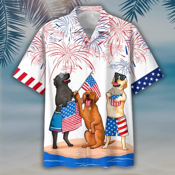 Labrador Hawaiian Shirt- Independence Day Hawaiian Shirt, 4th Of July Hawaiian Shirt, 4th Of July Shirt