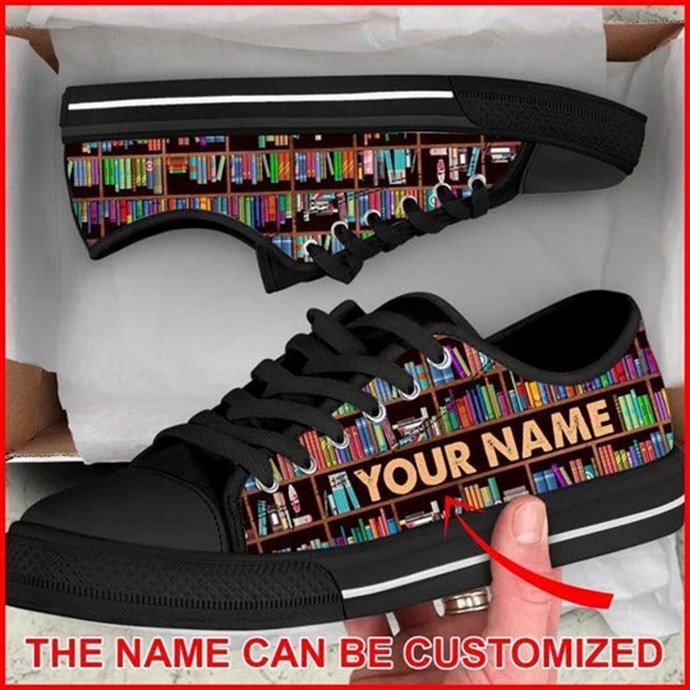 Librarian Bookshelf Personalized Canvas Low Top Shoes, Low Top Designer Shoes, Low Top Sneakers Librarian Bookshelf Personalized Canvas Low Top Shoes, Low Top Designer Shoes, Low Top Sneakers