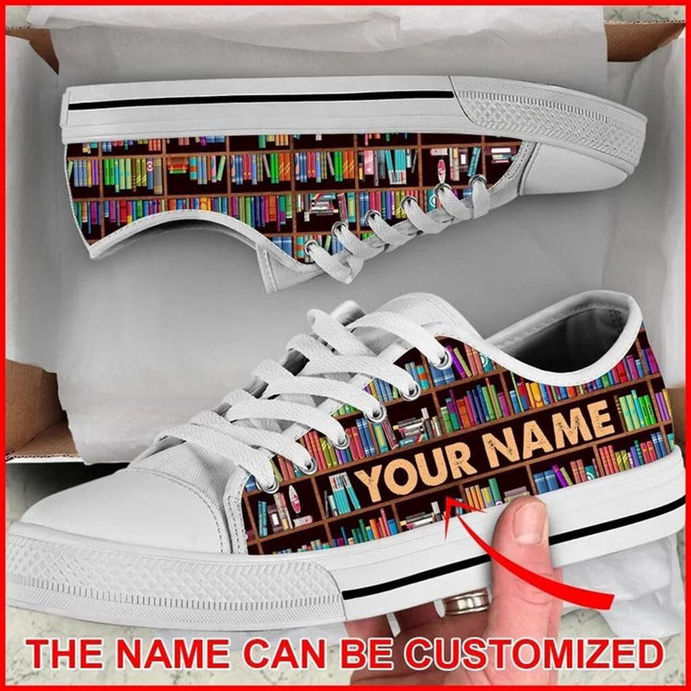 Librarian Bookshelf Personalized Canvas Low Top Shoes, Low Top Designer Shoes, Low Top Sneakers Librarian Bookshelf Personalized Canvas Low Top Shoes, Low Top Designer Shoes, Low Top Sneakers