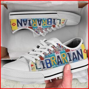 Librarian License Plates Canvas Low Top Shoes Low Top Designer Shoes Low Top Sneakers 2 qwugzd.jpg
