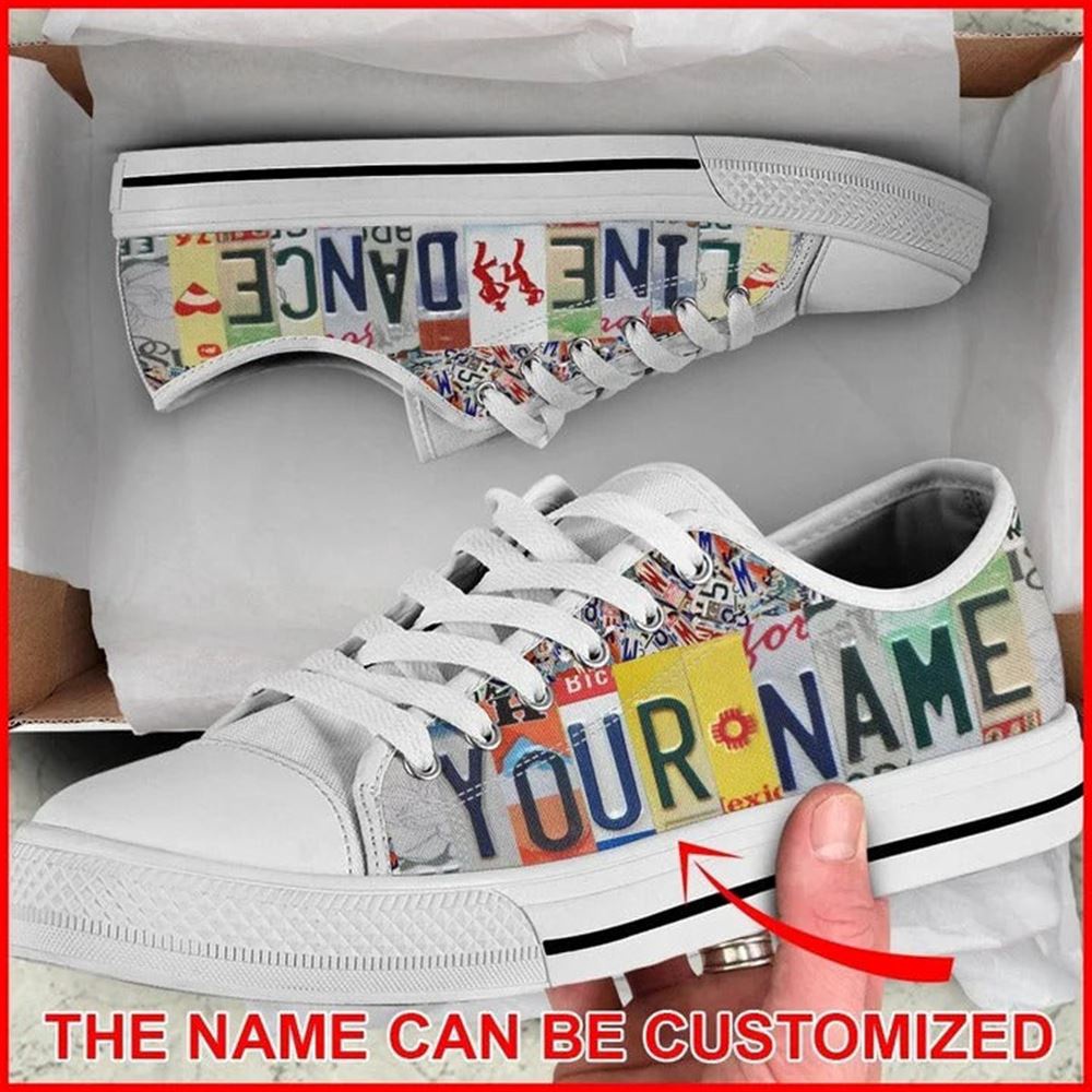 Line Dance License Plates Personalized Canvas Low Top Shoes, Low Top Designer Shoes, Low Top Sneakers Line Dance License Plates Personalized Canvas Low Top Shoes, Low Top Designer Shoes, Low Top Sneakers