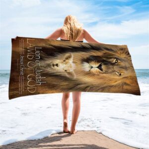 Lion Of Judah Lamb Of God Beach Towel Christian Beach Towel Beach Towel 2 b7jon1.jpg